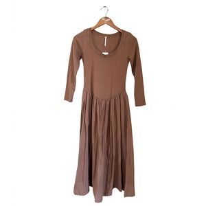 Free People Aelia Drop-Waist Midi Dress Brown